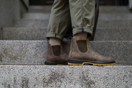 Lifestyle Men 3 image of Blundstone Men's Classics #1944 in Rustic Brown / Mustard-Black