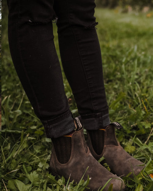 Lifestyle Women 8 image of Blundstone Women's Classics #1944 in Rustic Brown / Mustard-Black