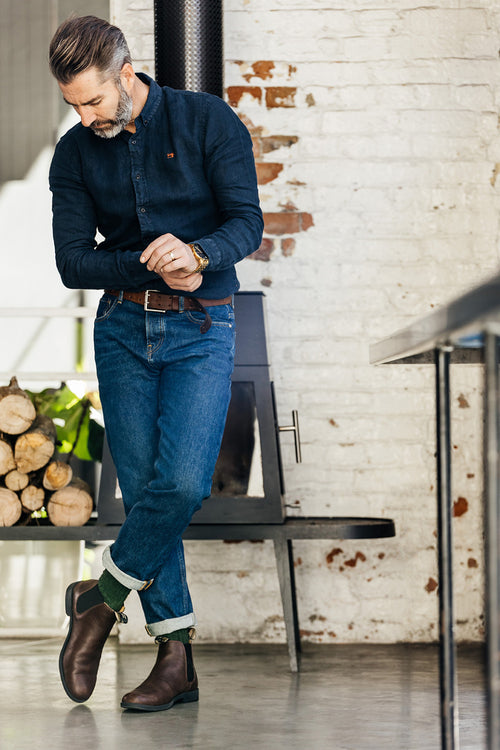 Lifestyle Men 3 image of Blundstone Men's Dress #1900 in Chestnut Brown