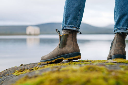 Lifestyle Women 3 image of Blundstone Women's Classics #1944 in Rustic Brown / Mustard-Black