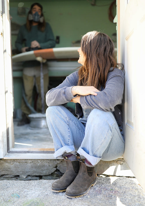 Lifestyle Women 5 image of Blundstone Women's Classics #1944 in Rustic Brown / Mustard-Black