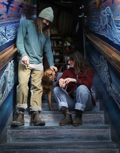 Lifestyle Women 6 image of Blundstone Women's Classics #1944 in Rustic Brown / Mustard-Black