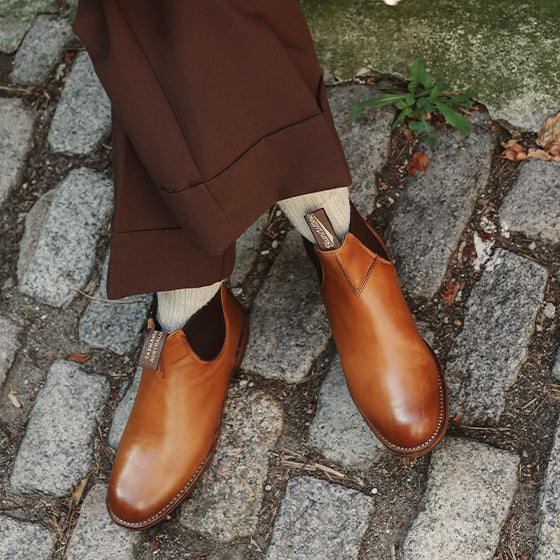 Stout Brown Premium Leather Chelsea Boots, Women's Dress 062