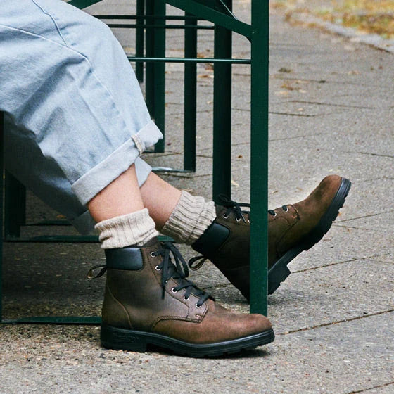 Saddle Brown Premium Leather Zip Up Boots, Work Series 983