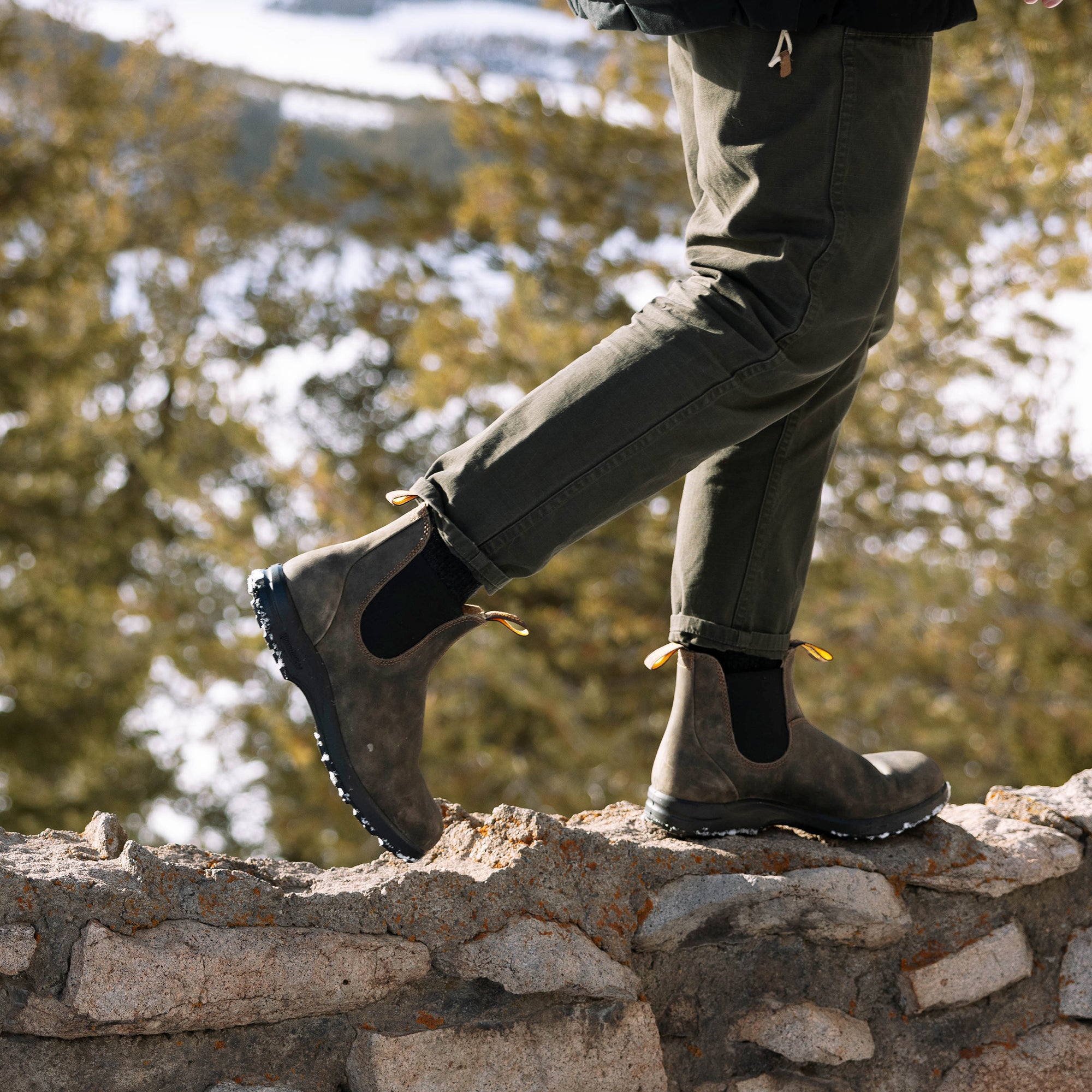 Rustic Brown Premium Leather Chelsea Boots, Men's All-Terrain 2056
