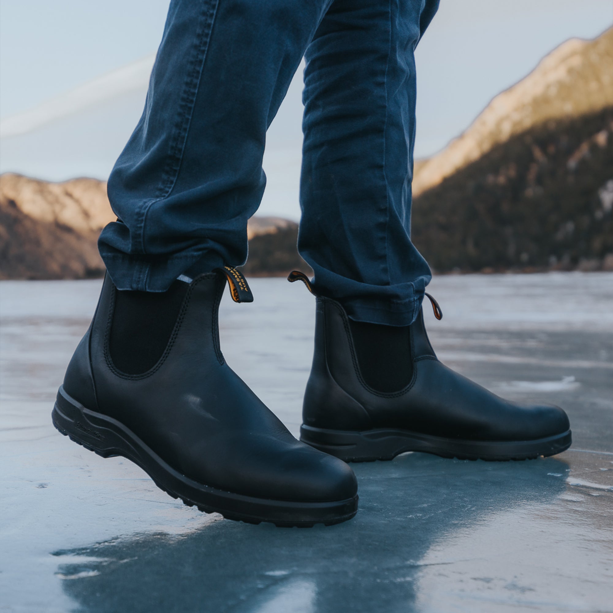 Black Premium Leather Chelsea Boots, Men's All-Terrain 2058