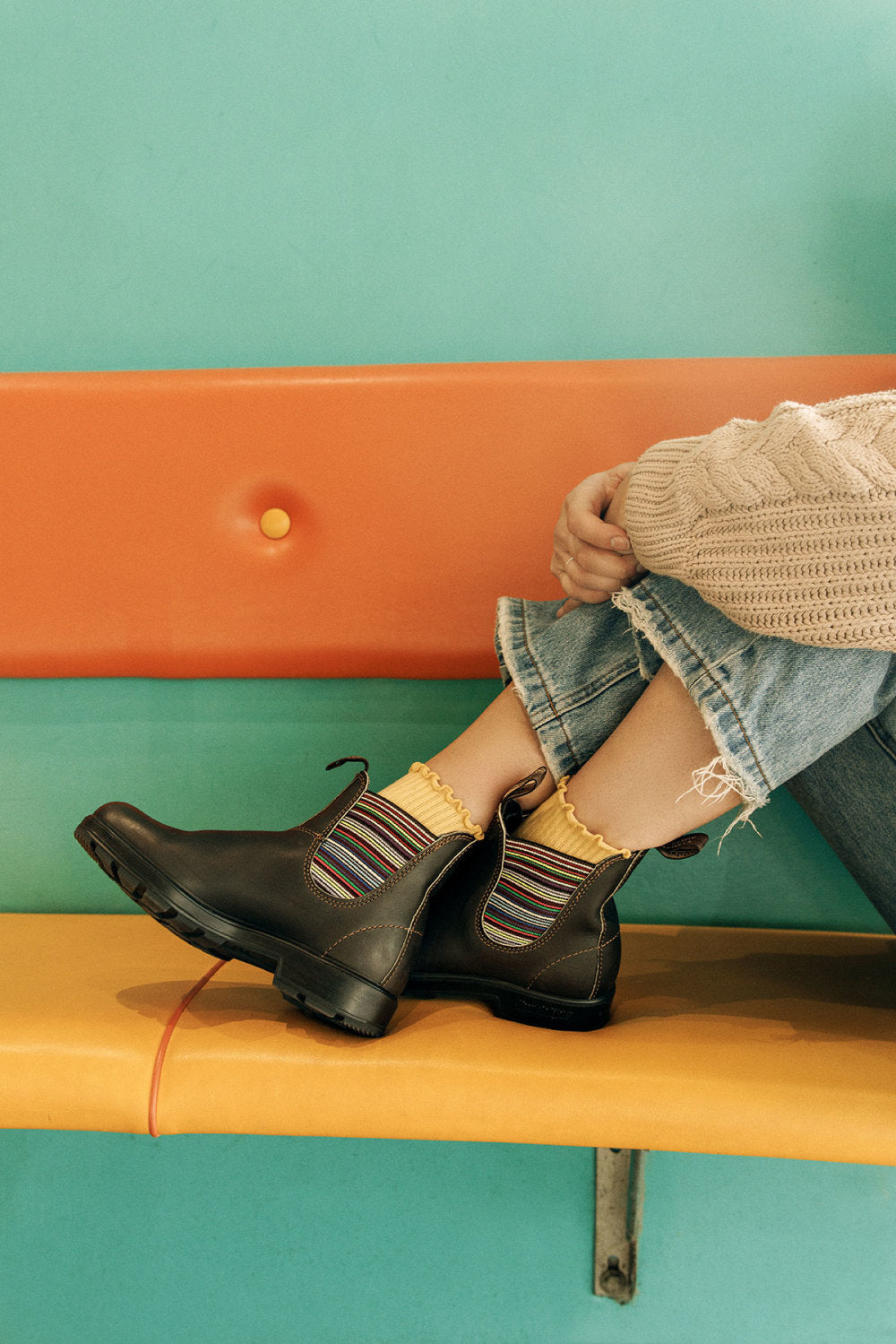 Stout Brown / Stripes Premium Leather Chelsea Boots, Women's