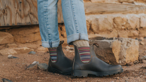 Lifestyle Women 4 image of Blundstone Women's Originals #1409 in Stout Brown / Stripes