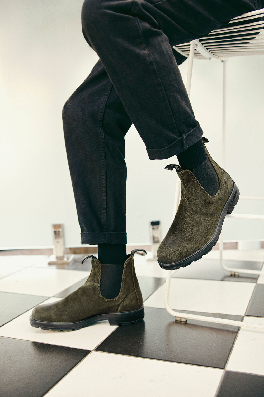 Dark Olive Suede Leather Suede Boots, Men's Originals 1615