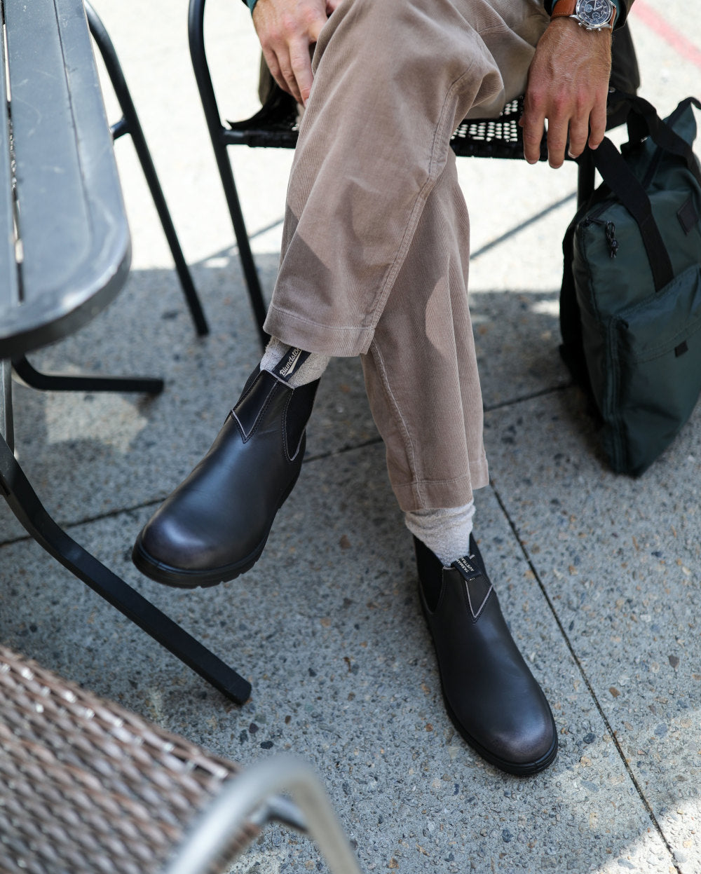 Vintage Zinc Brush Full Grain Leather Chelsea Boots, Men's