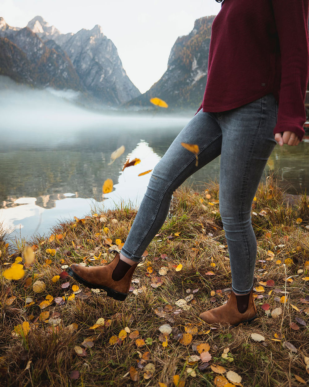 Saddle Brown Premium Leather Chelsea Boots, Women's Classics 562