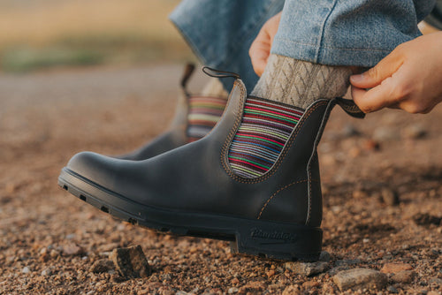 Lifestyle Women 10 image of Blundstone Women's Originals #1409 in Stout Brown / Stripes