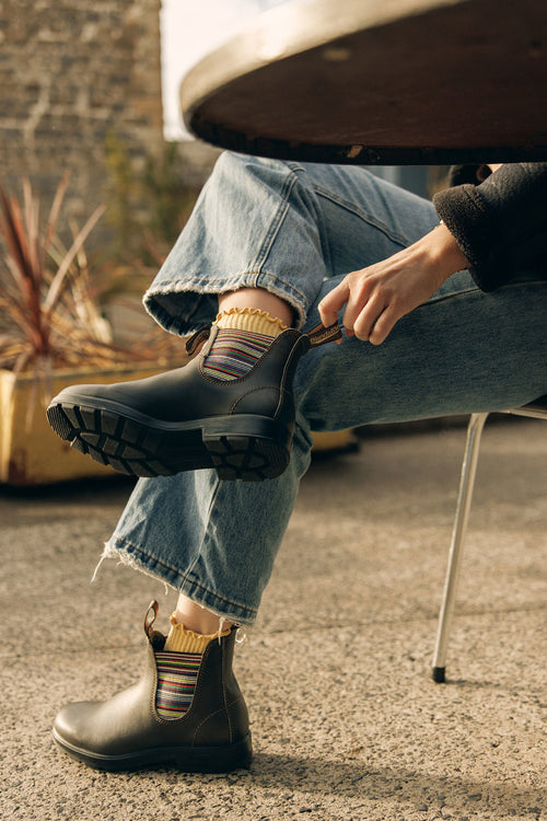 Lifestyle Women 5 image of Blundstone Women's Originals #1409 in Stout Brown / Stripes