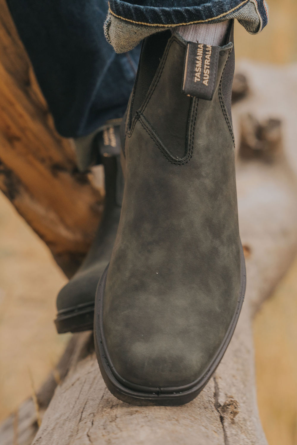 Rustic Black Premium Leather Chelsea Boots, Men's Dress 1308