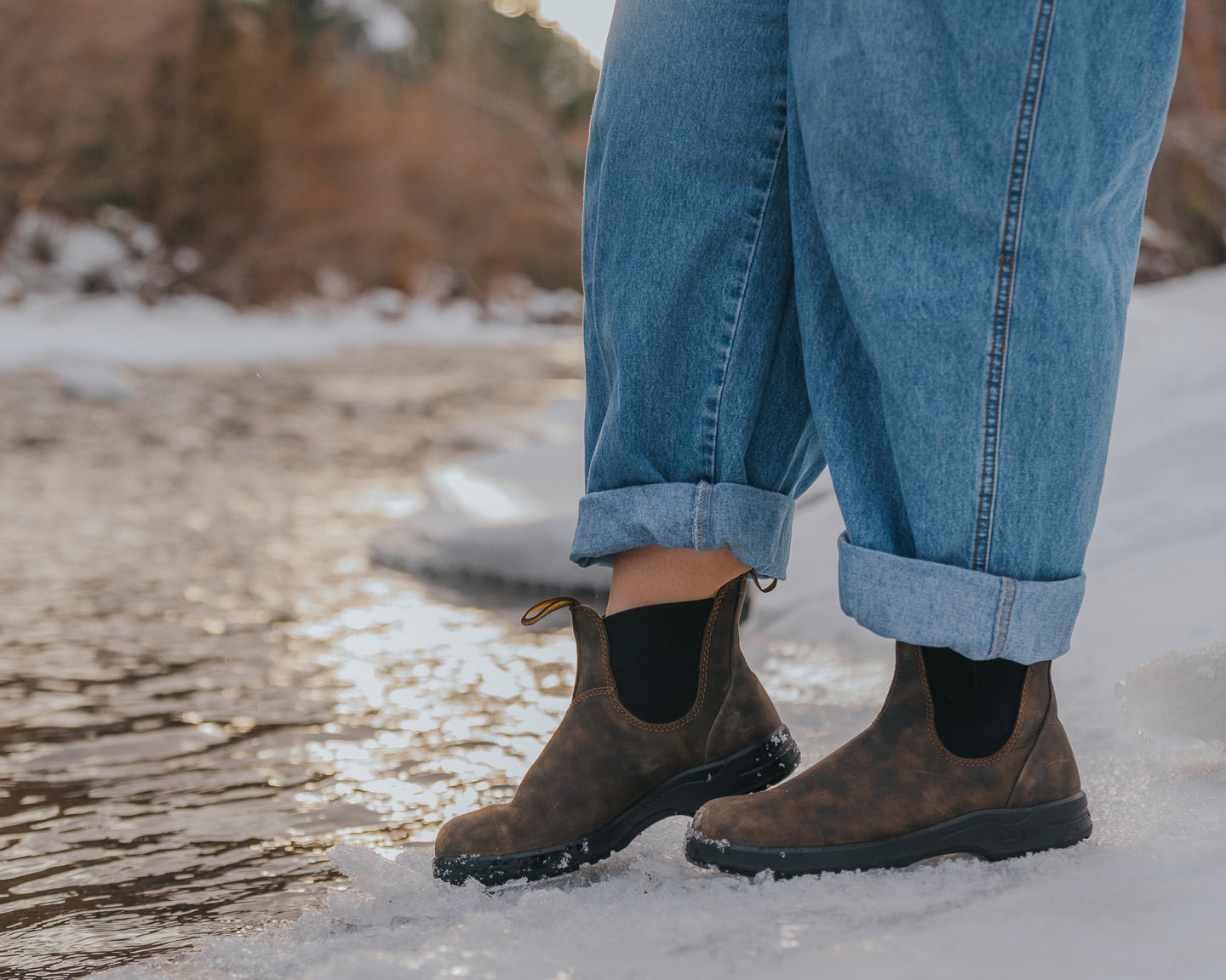 Rustic Brown Premium Leather Chelsea Boots, Women's All-Terrain
