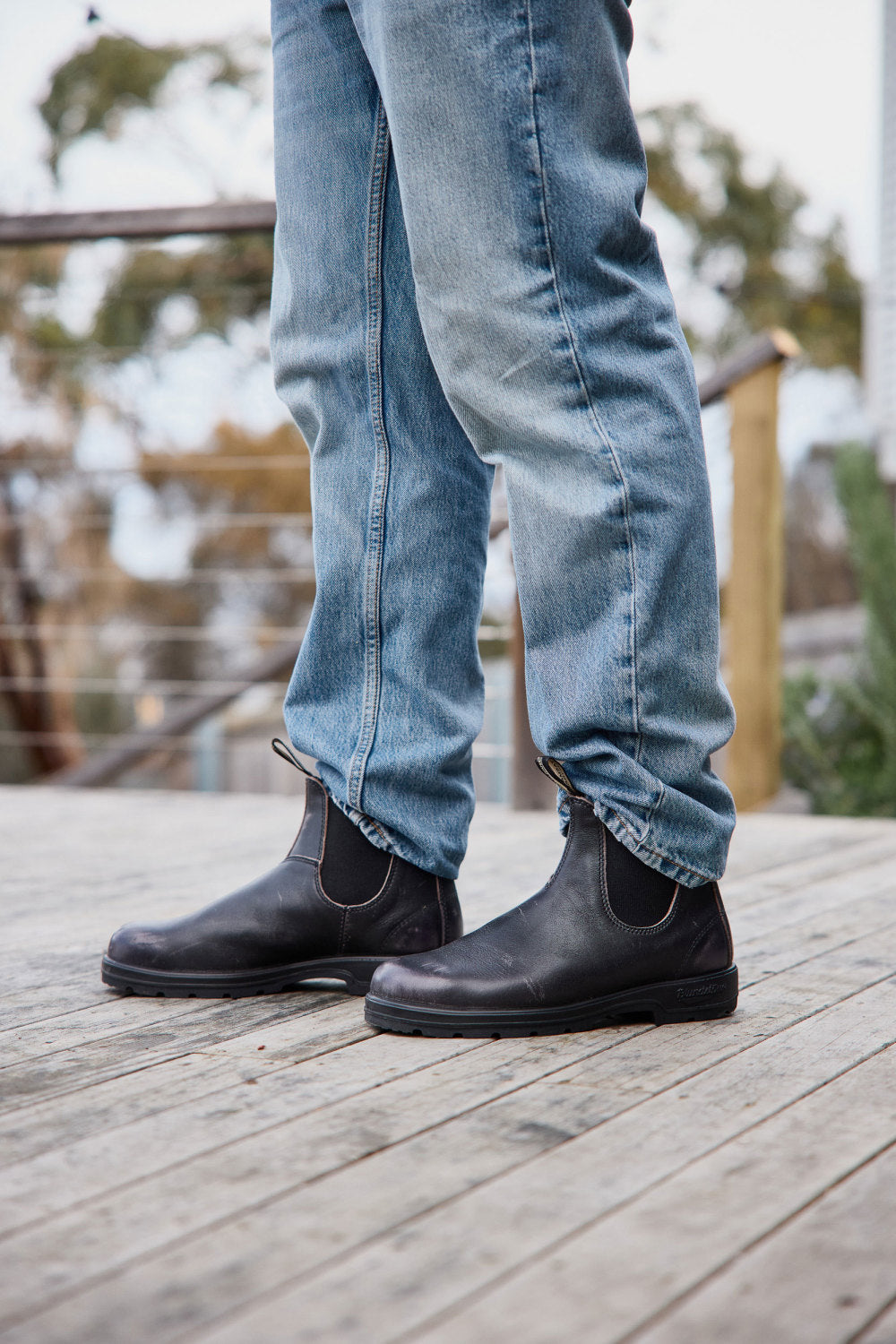 Vintage Zinc Brush Full Grain Leather Chelsea Boots, Men's