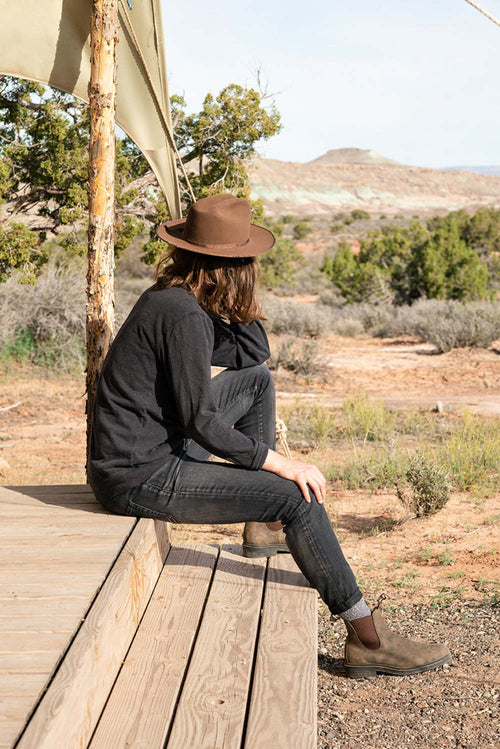 Lifestyle Women 1 image of Blundstone Women's Dress #1306 in Rustic Brown