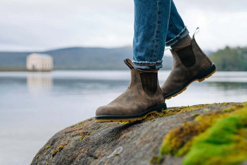 Lifestyle Women 4 image of Blundstone Women's Classics #1944 in Rustic Brown / Mustard-Black