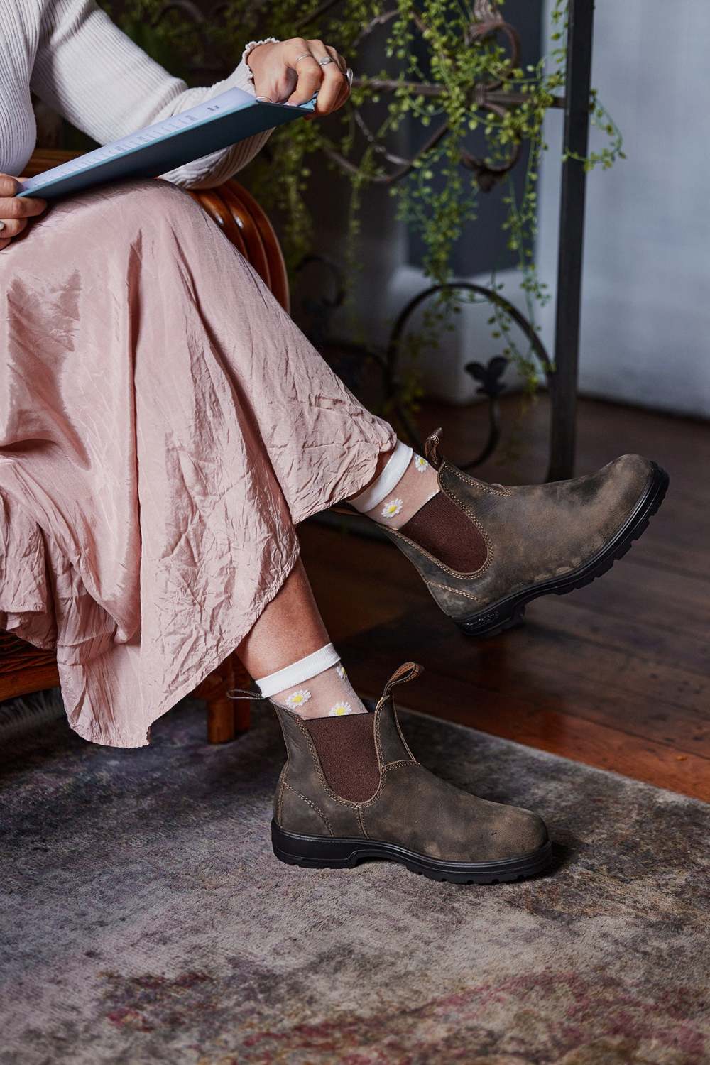Rustic Brown Premium Leather Chelsea Boots, Women's Classics 585