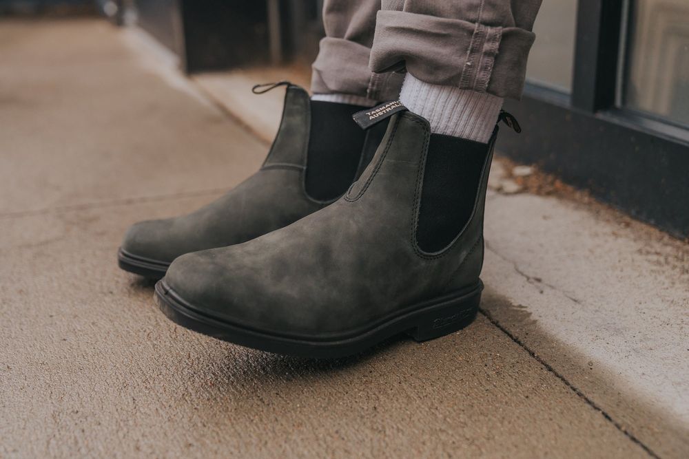 Rustic Black Premium Leather Chelsea Boots, Women's Dress 1308
