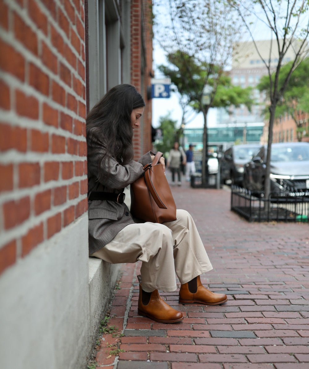 Chestnut Premium Leather Chelsea Boots, Women's Heritage 158