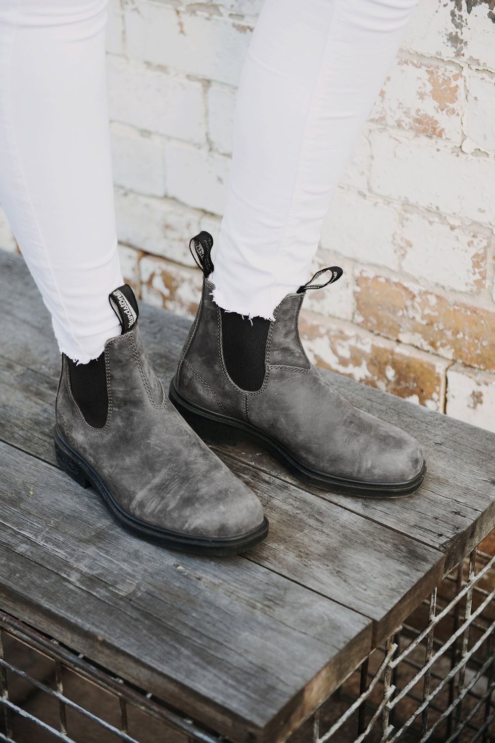 Rustic Black Premium Leather Chelsea Boots, Women's Dress 1308
