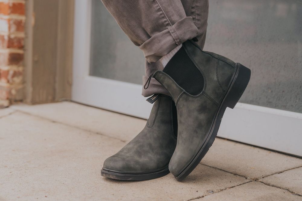 Rustic Black Premium Leather Chelsea Boots, Women's Dress 1308