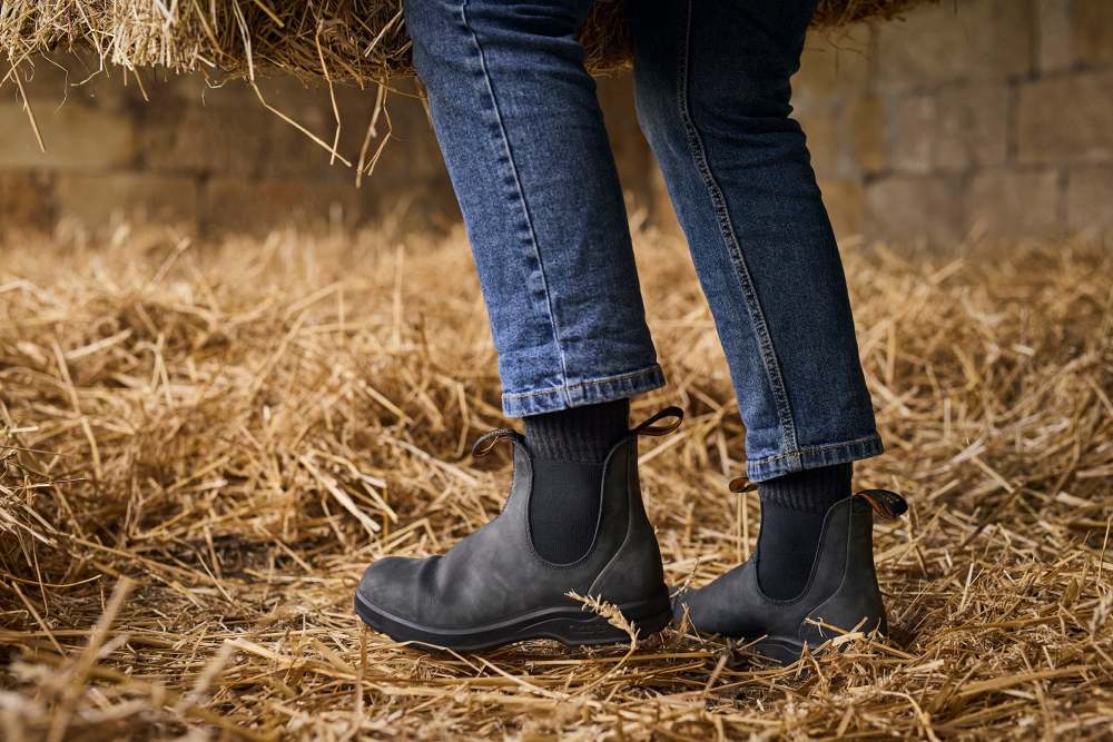 Rustic Black Premium Leather Chelsea Boots, Women's All-Terrain