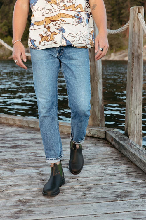 Lifestyle Men 10 image of Blundstone Men's Originals #519 in Stout Brown / Olive