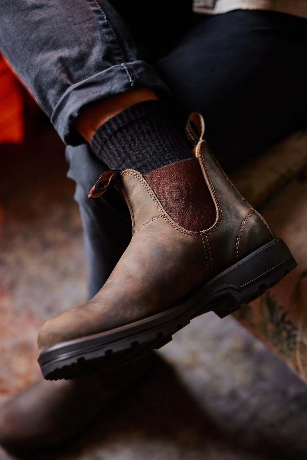 Rustic Brown Premium Leather Chelsea Boots, Men's Classics 585