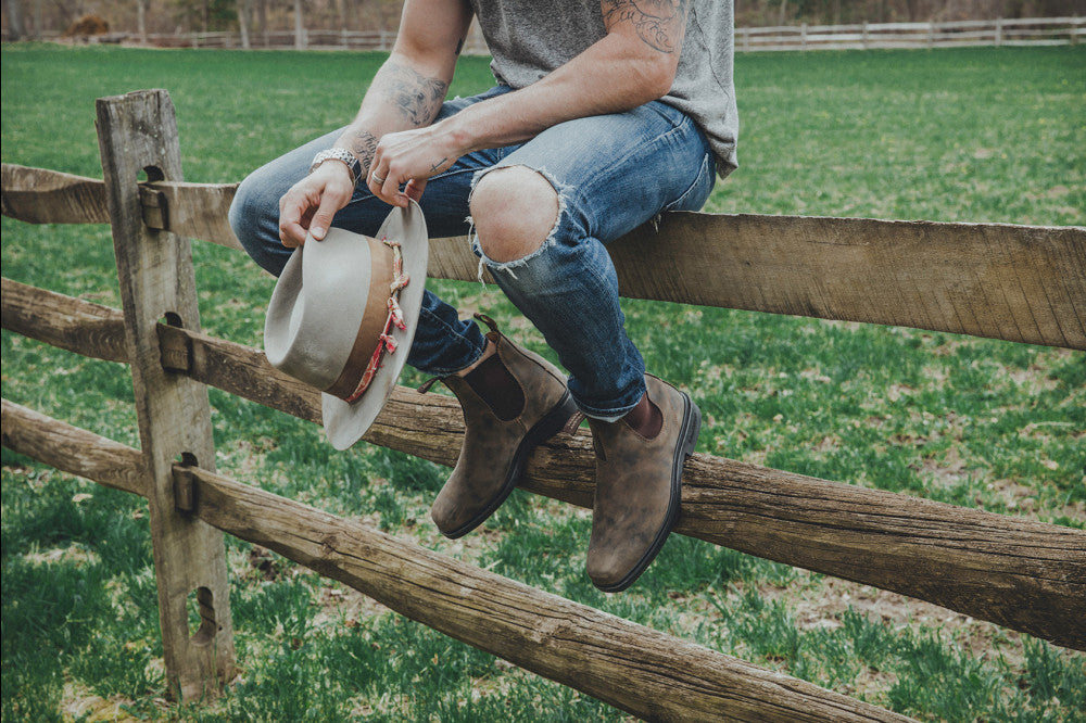ノスタルジー33 Rustic Brown Leather Chelsea Boots, Men's Dress 1306 - Blundstone