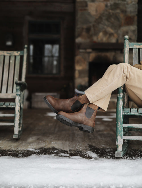 Antique Brown Premium Waterproof Leather Chelsea Boots, Men's