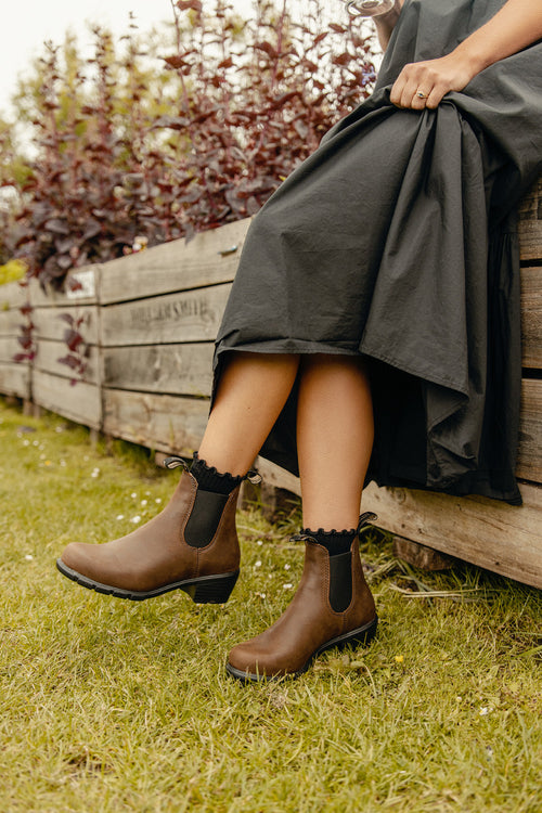 Antique Brown Leather Heeled Boots, Women's Series 1673 Blundstone