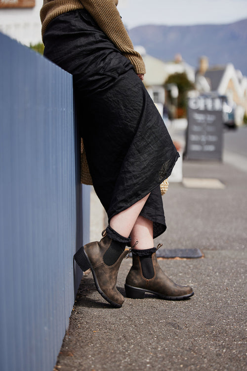 Rustic Brown Premium Leather Heeled Boots, Women's Series 1677