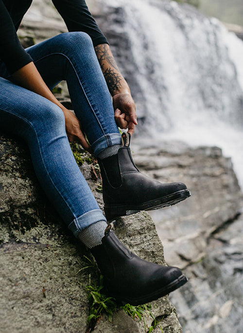 Black Full Grain Leather Chelsea Boots, Women's Dress 063