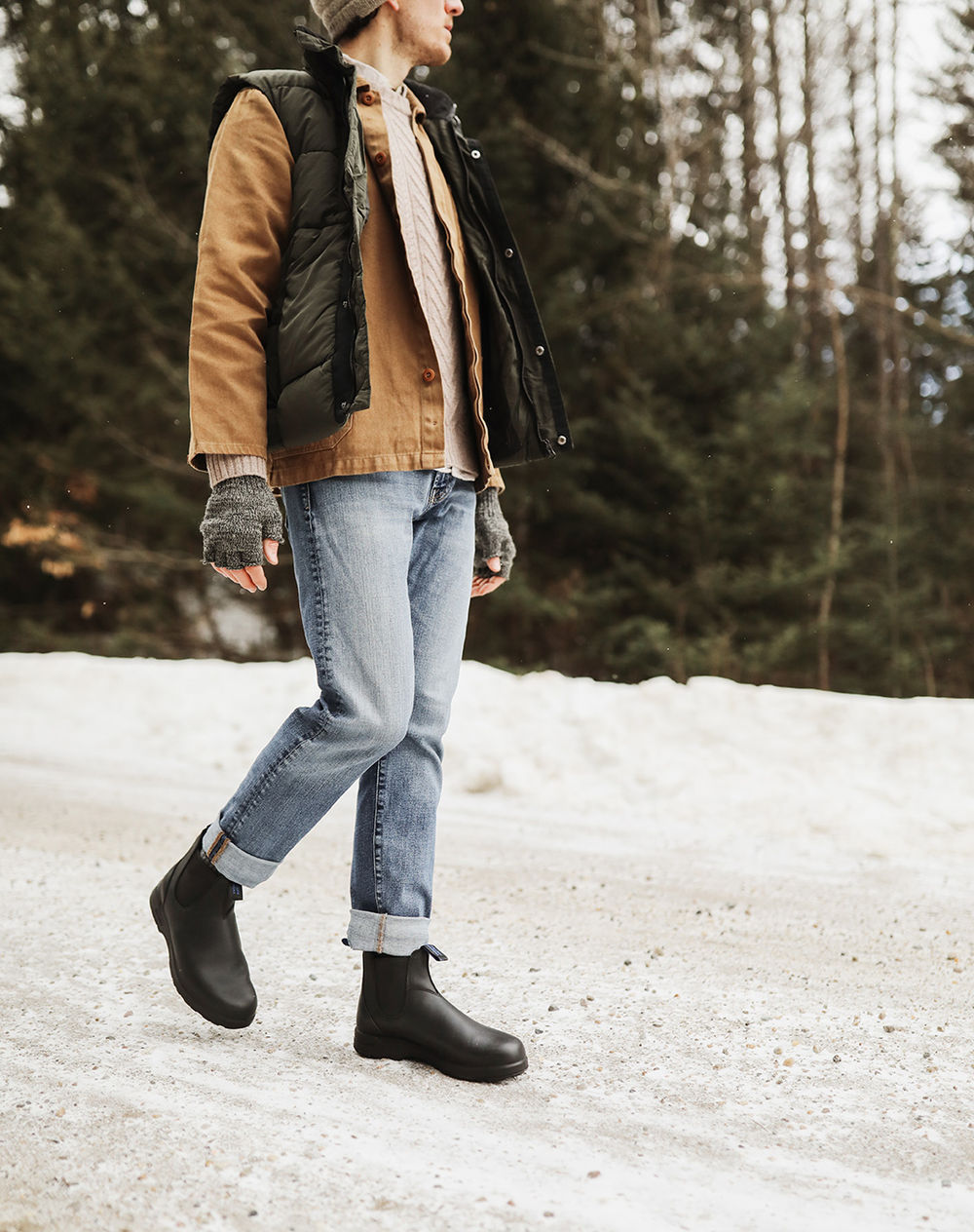 Black Premium Waterproof Leather Chelsea Boots, Men's All-Terrain