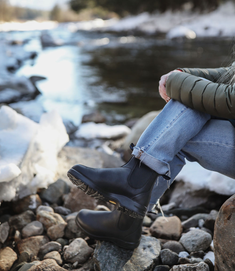 Black Premium Waterproof Leather Chelsea Boots, Women's All