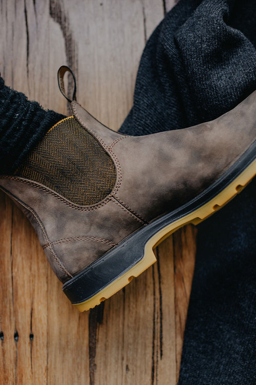 Lifestyle Men 8 image of Blundstone Men's Classics #1944 in Rustic Brown / Mustard-Black