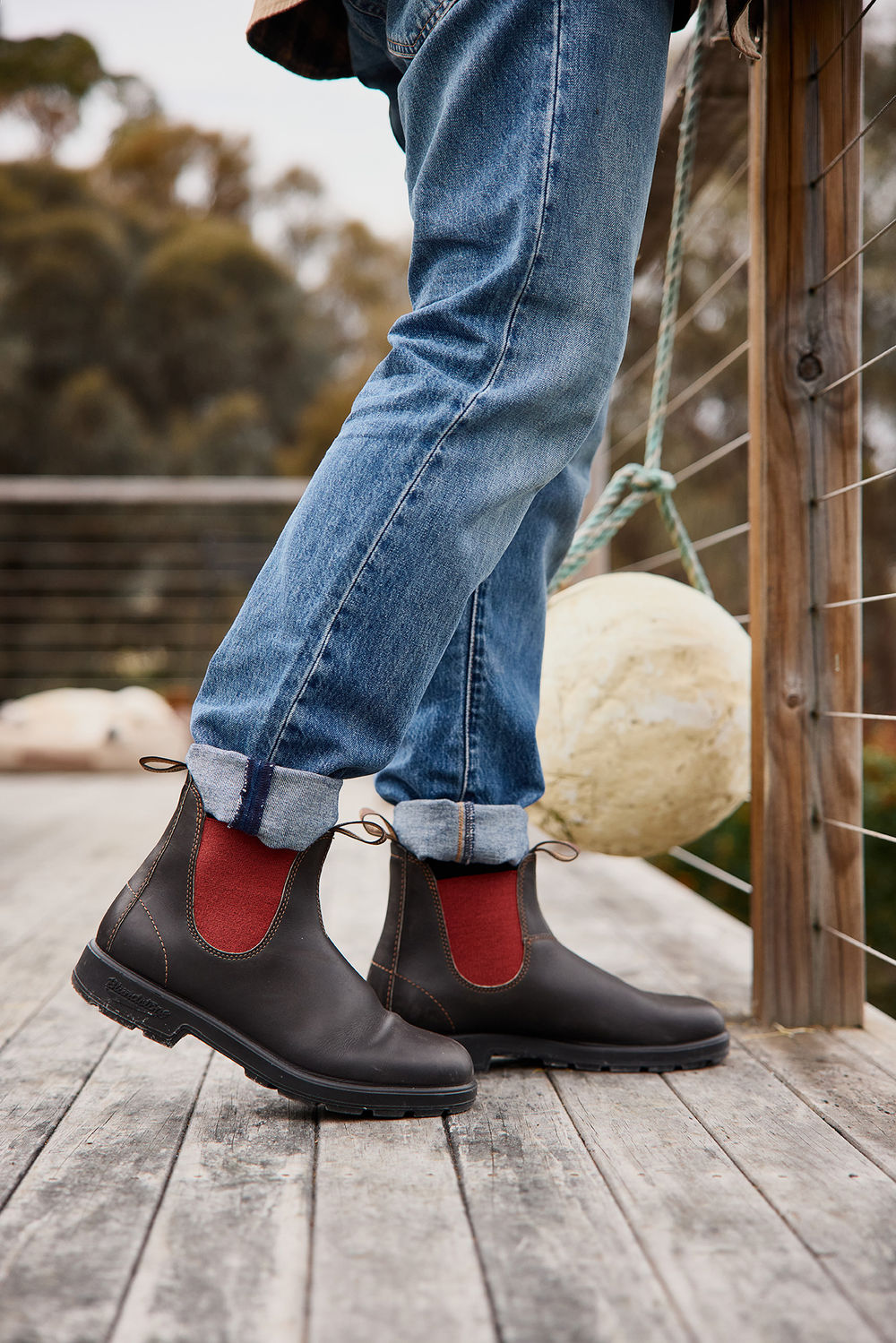 Brown / Crimson Full Grain Leather Chelsea Boots, Men's Originals