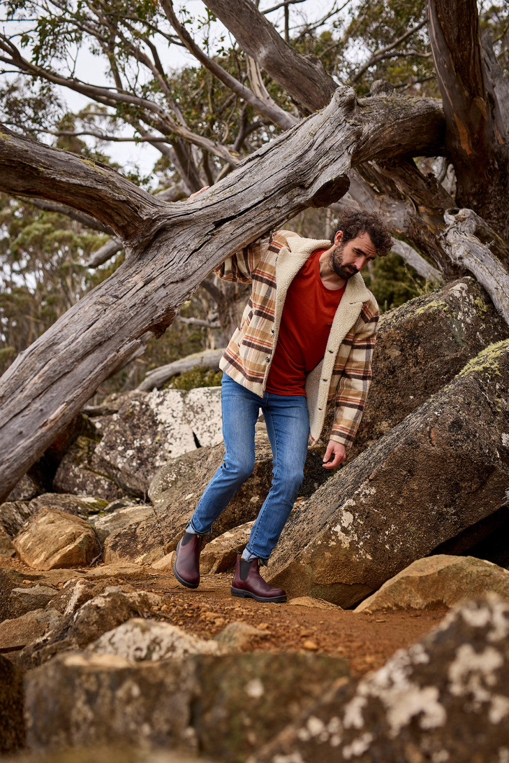  THURSTON ヘリンボーンブレイシーズ Auburn Premium Leather Chelsea Boots, Men's Classics 2130 - Blundstone