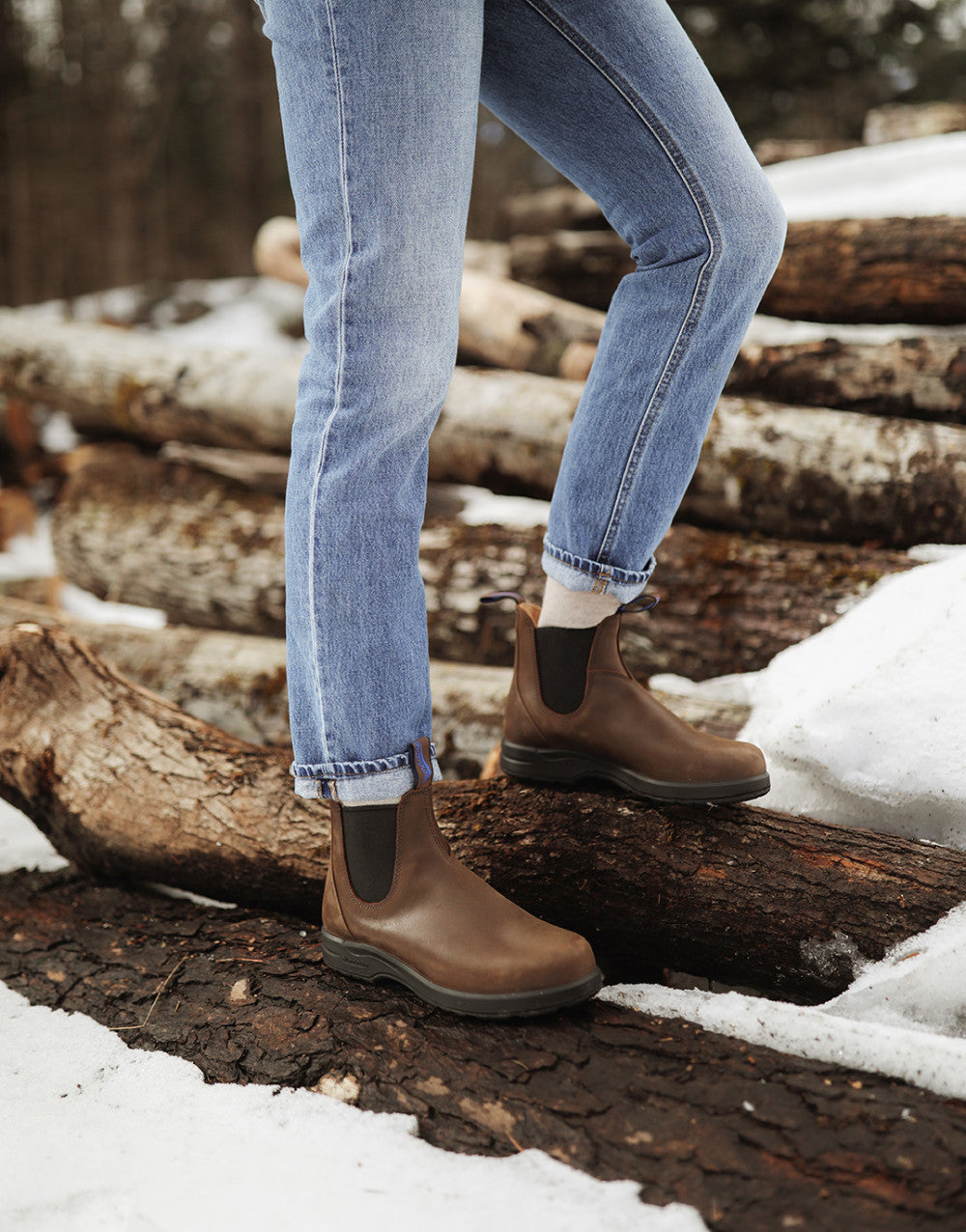 Antique Brown Premium Waterproof Leather Chelsea Boots, Women's