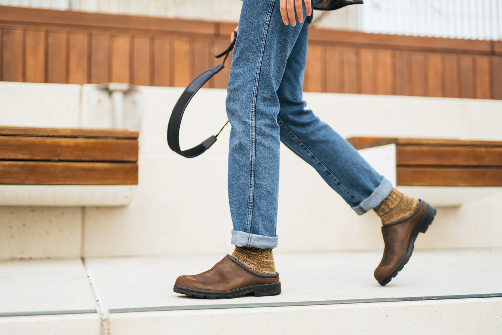 Antique Brown Premium Leather Slip-on Clogs, Men's Originals 2421