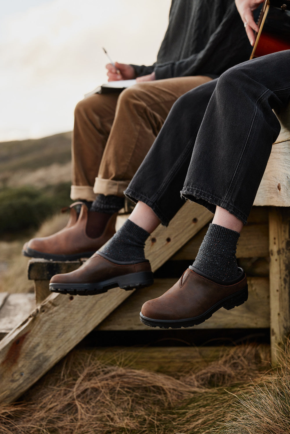 Antique Brown Premium Leather Slip-on Clogs, Women's Originals