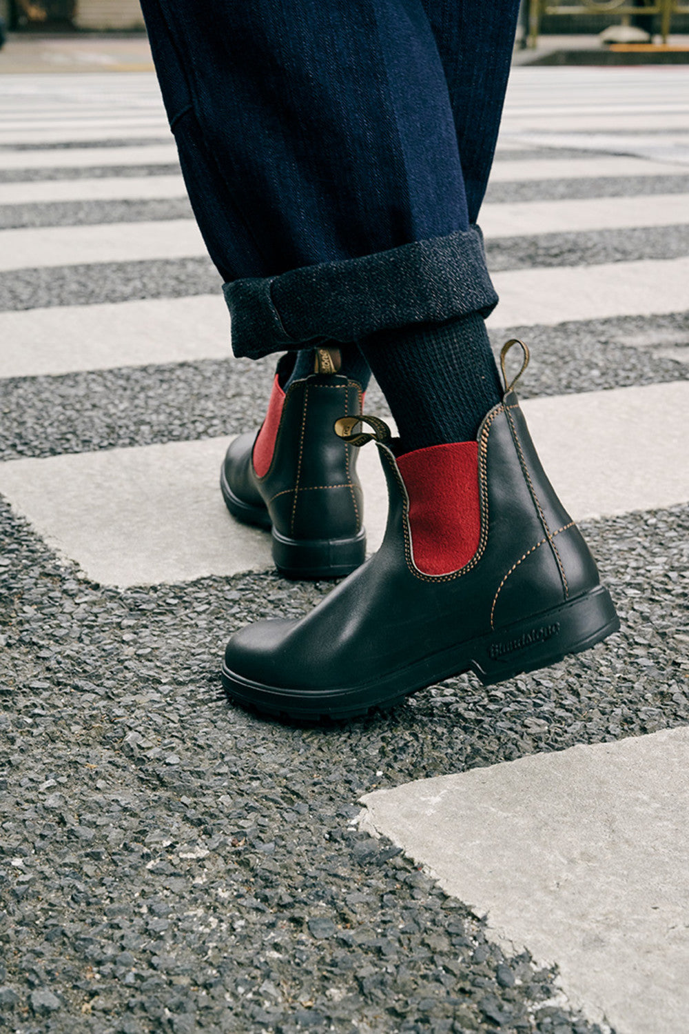Brown / Crimson Full Grain Leather Chelsea Boots, Men's Originals