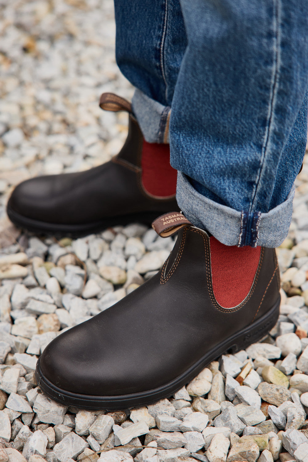 Brown / Crimson Full Grain Leather Chelsea Boots, Men's Originals