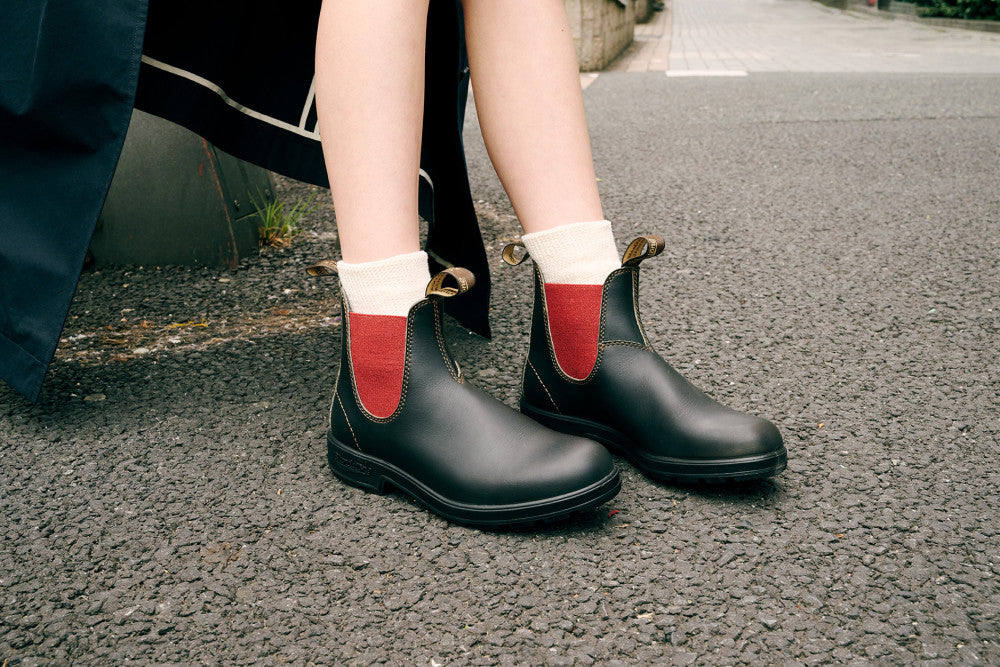 Brown / Crimson Full Grain Leather Chelsea Boots, Women's