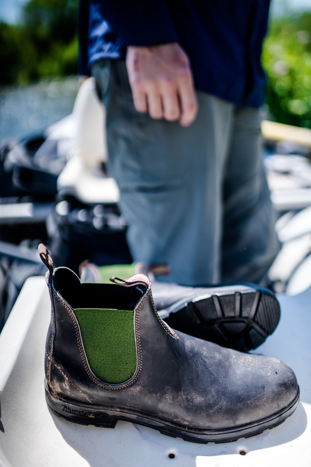 Stout Brown / Olive Premium Leather Chelsea Boots, Men's Originals