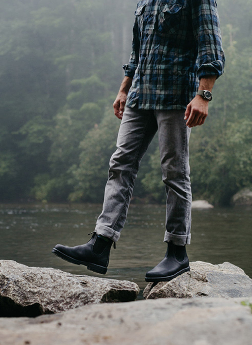 Black Premium Leather Chelsea Boots, Men's Classics 558