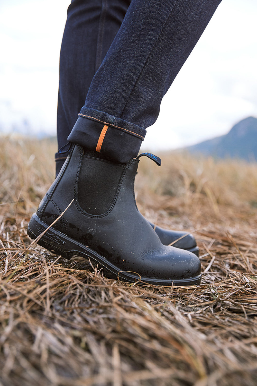 Black Premium Waterproof Leather Chelsea Boots, Women's Thermal