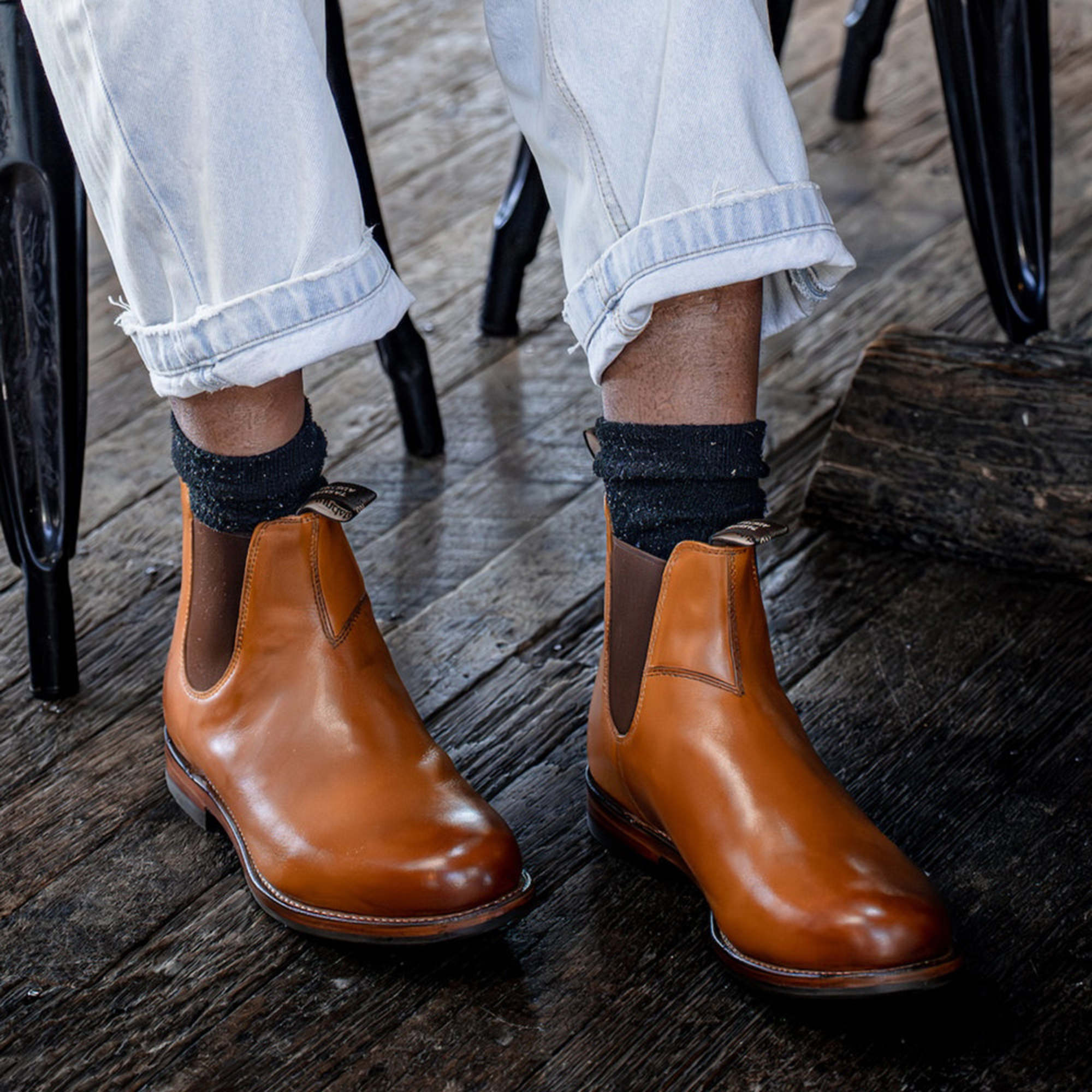 Chestnut Premium Leather Chelsea Boots, Men's Heritage 158